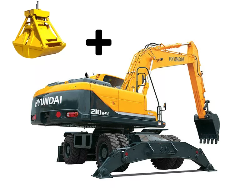 Колесный экскаватор Hyundai R210W-9S с грейфером